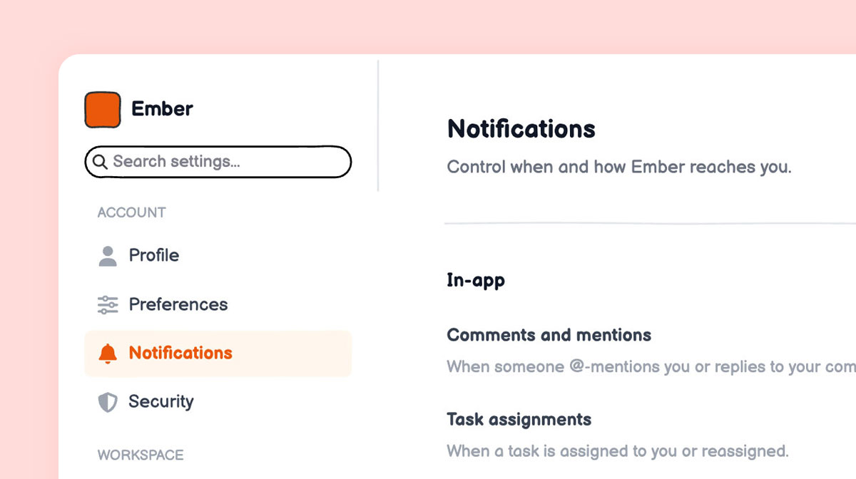 Settings & account management