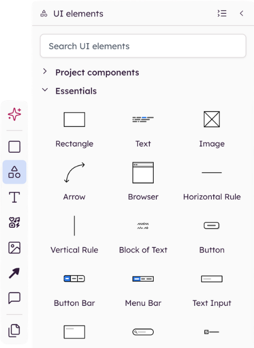 Balsamiq new UI Elements panel